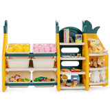 Kids Toy Storage 3-in-1 Organiser | Bookshelf Corner Rack w/ Plastic Bins