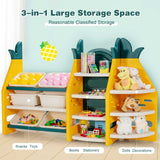 Kids Toy Storage 3-in-1 Organiser | Bookshelf Corner Rack w/ Plastic Bins