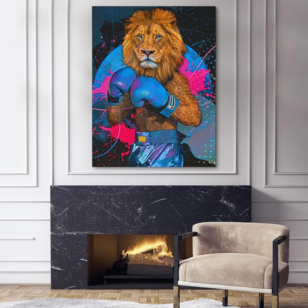 Art mural sur toile King Lion Boxer