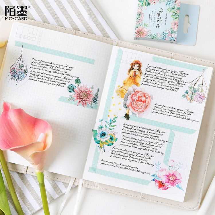 Cute Korean Japanese Journal Paper Diary Flower Stickers Scrapbooking Stationery Teacher School Supplies