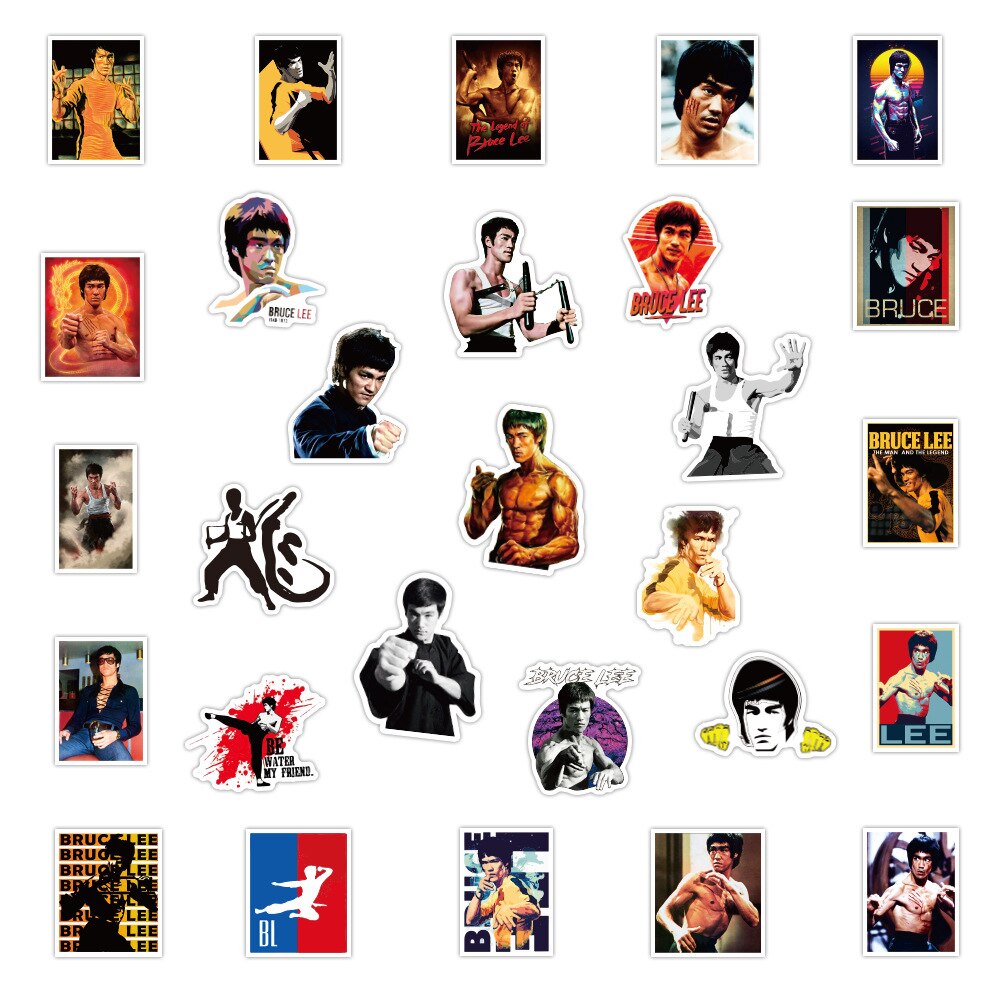 Bruce Lee China Kung Fu Stickers Pack | Famous Bundle Stickers | Waterproof Bundle Stickers