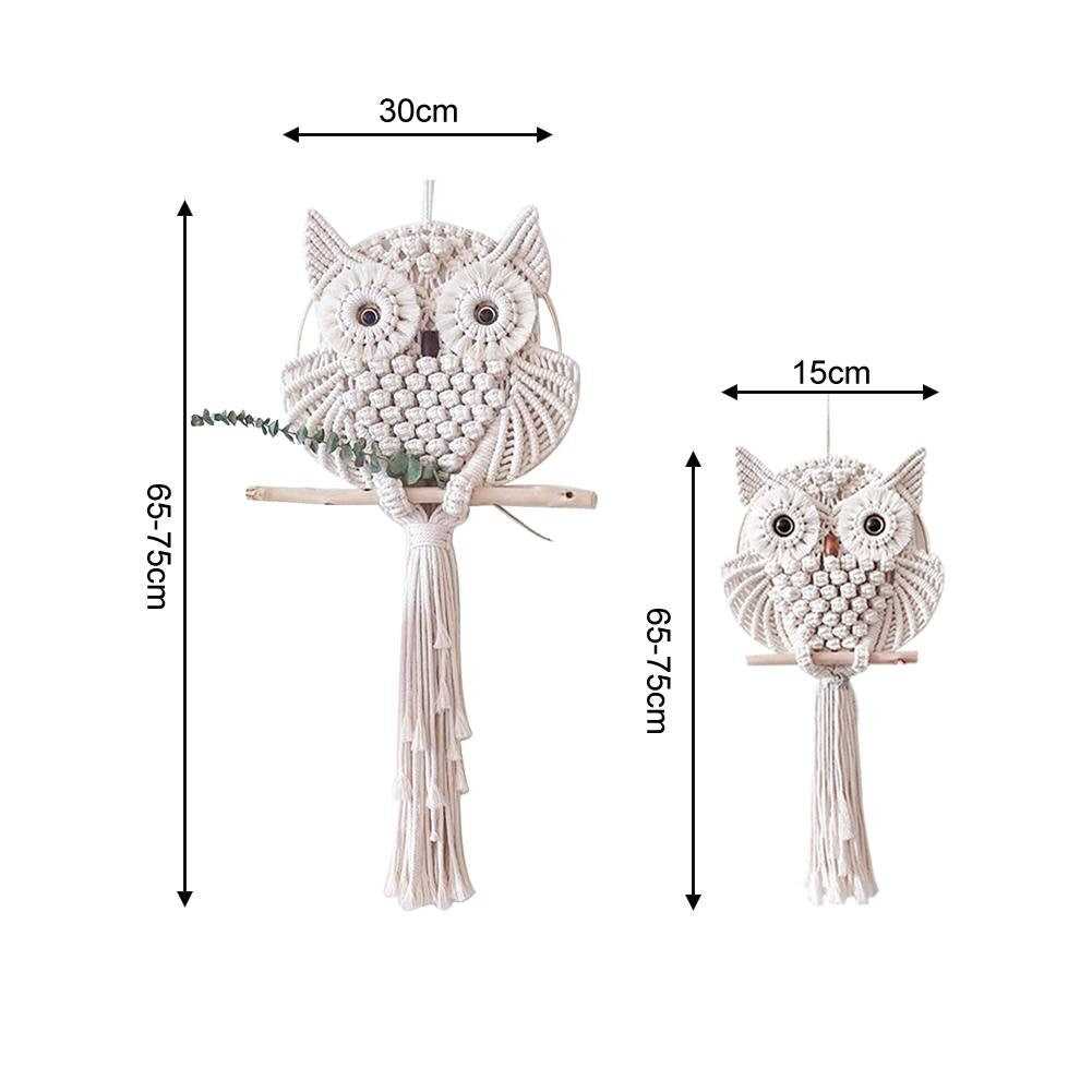 Owl Woven Tapestry Shelf for Wall | Large Fiber Art Macrame for Wall | Living Room Wall Hanging Decor