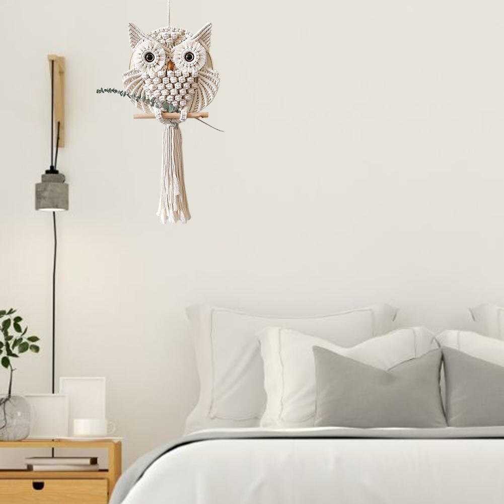 Owl Woven Tapestry Shelf for Wall | Large Fiber Art Macrame for Wall | Living Room Wall Hanging Decor