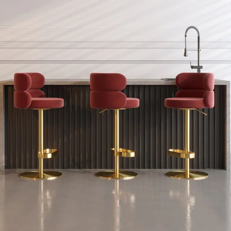 Leather Bar Chair Stool Gold Frame Swivel Chair