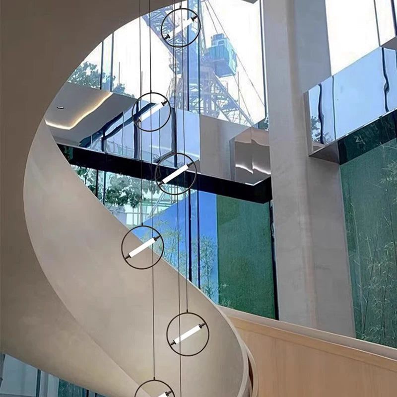 LED Bars Sphere Staircase Chandelier Lighting