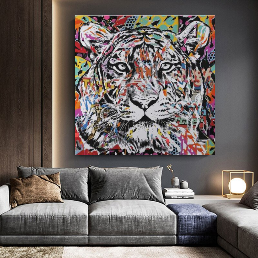 Lion Tiger Graffiti Canvas Wall Art