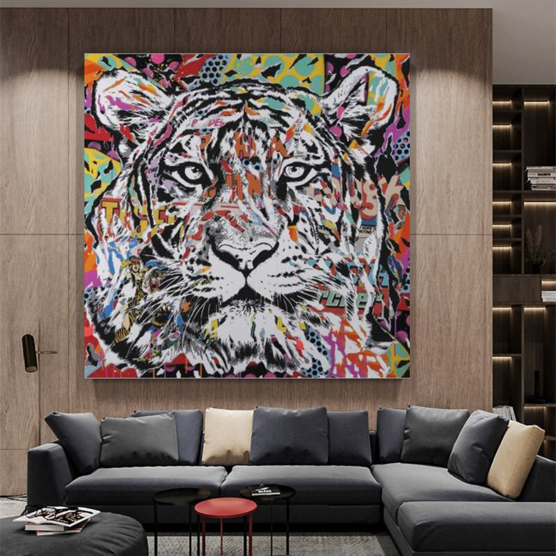 Lion Tiger Graffiti Canvas Wall Art