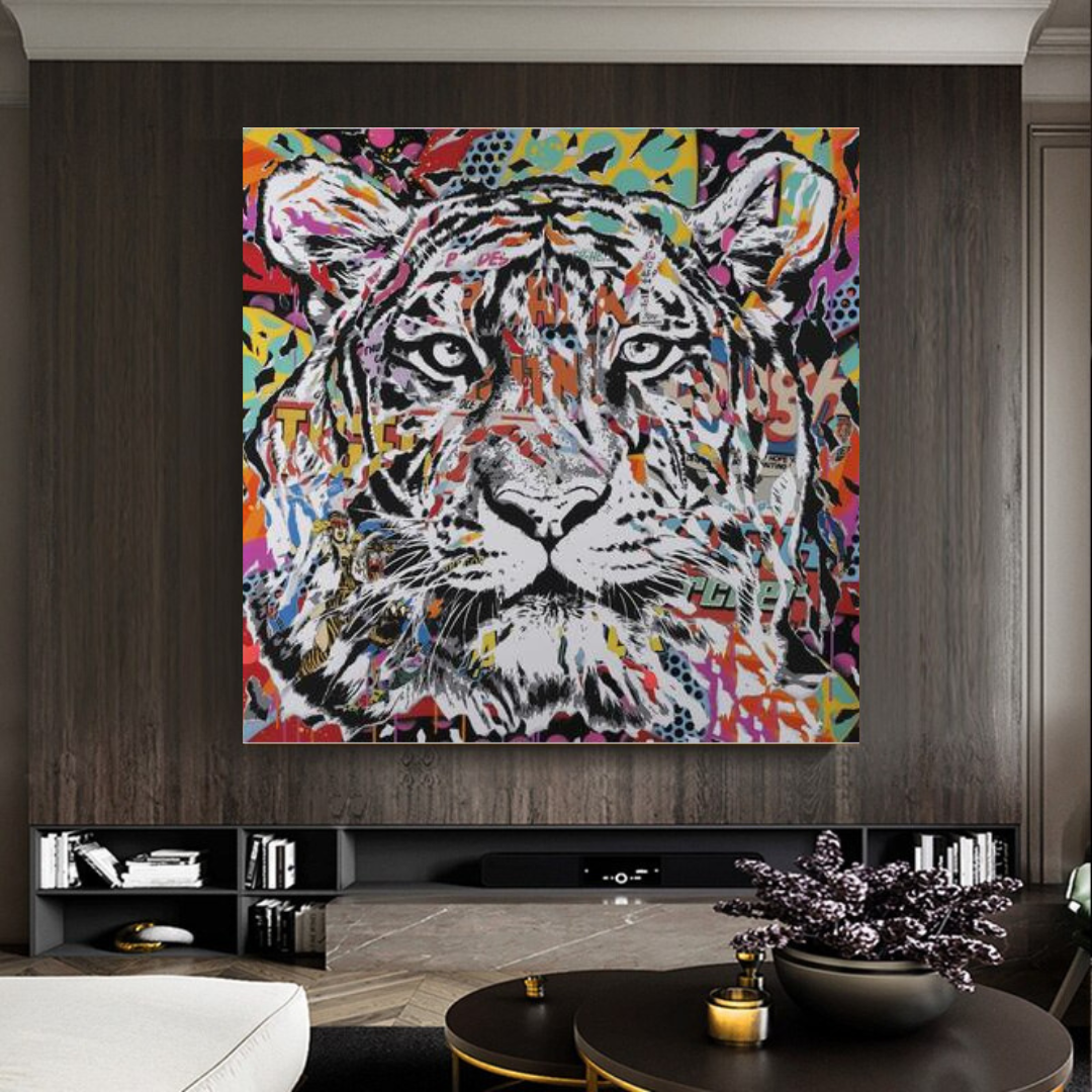 Lion Tiger Graffiti Canvas Wall Art