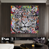 Art mural sur toile graffiti tigre lion