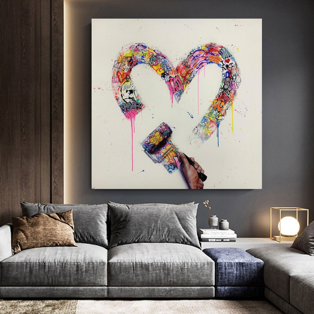 Love Heart Graffiti Canvas Wall Art