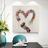 Art mural sur toile graffiti coeur d'amour