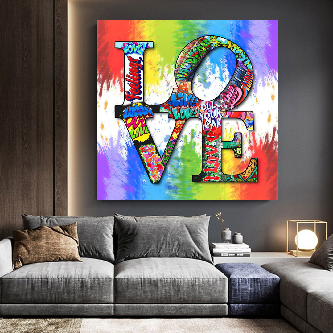 Love Rainbow Graffiti Canvas Wall Art