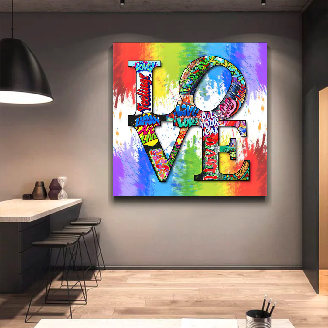 Love Rainbow Graffiti Canvas Wall Art