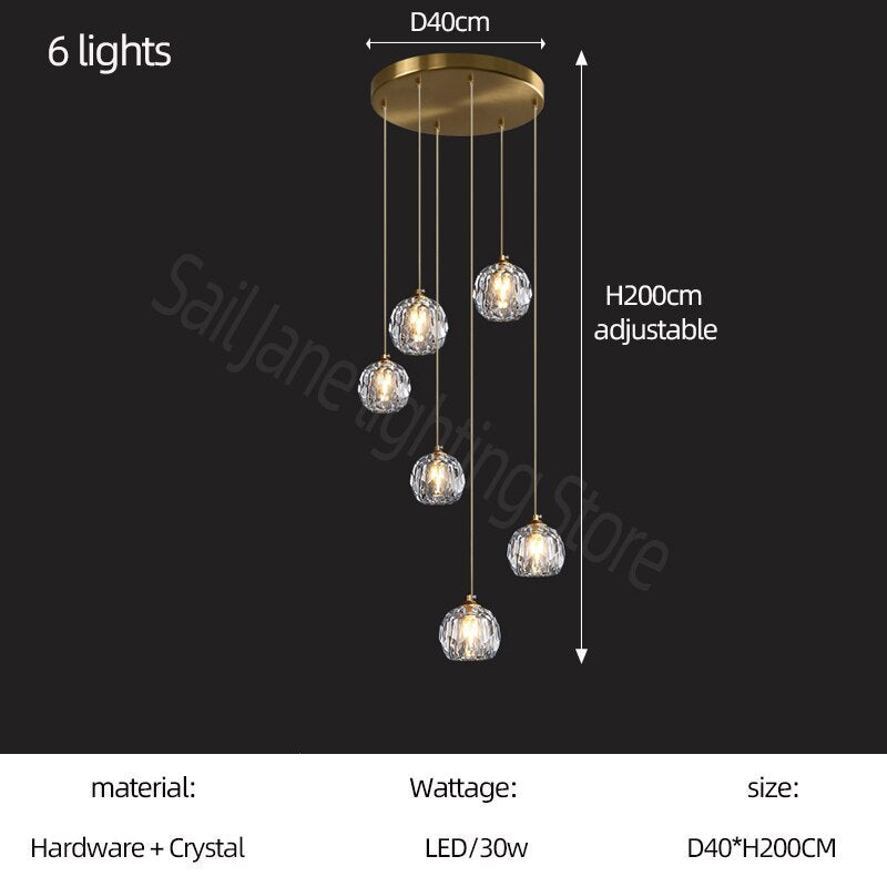 Lustre d'escalier en cristal de luxe - forme de football