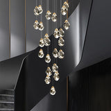 Lustre d'escalier en cristal de luxe avec lumières LED