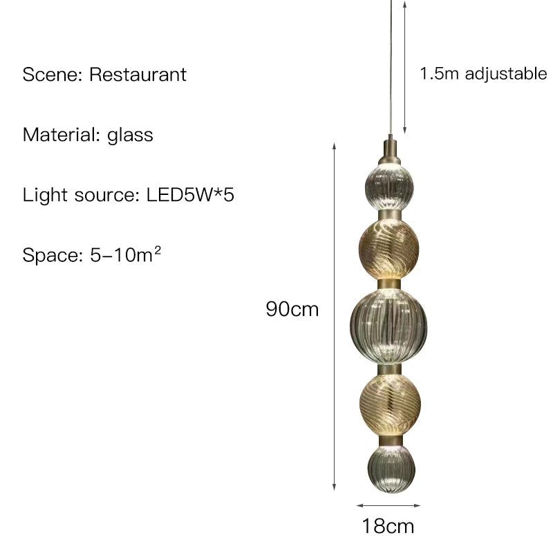 Luxury Glass LED Pendant Bedding Hanging Lamp