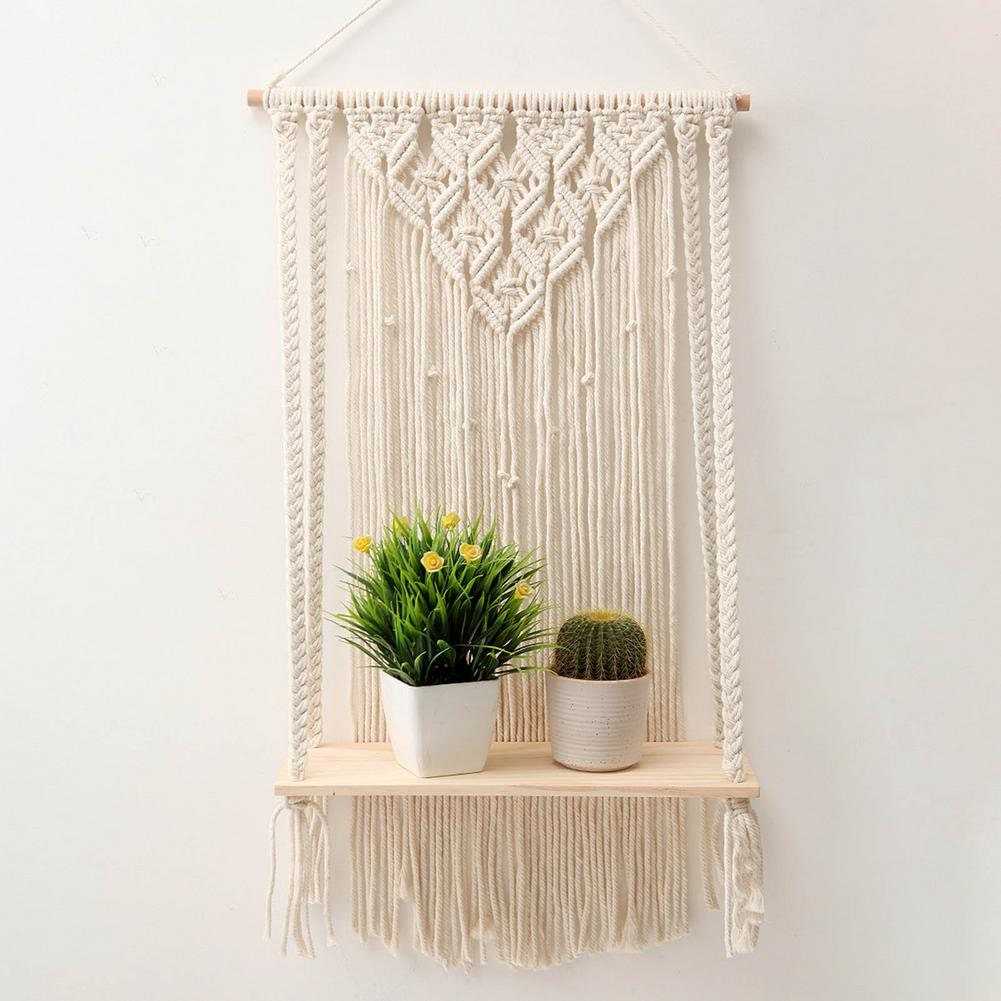 Woven Tapestry Shelf for Wall | Large Fiber Art Macrame for Wall | Living Room Wall Hanging Decor