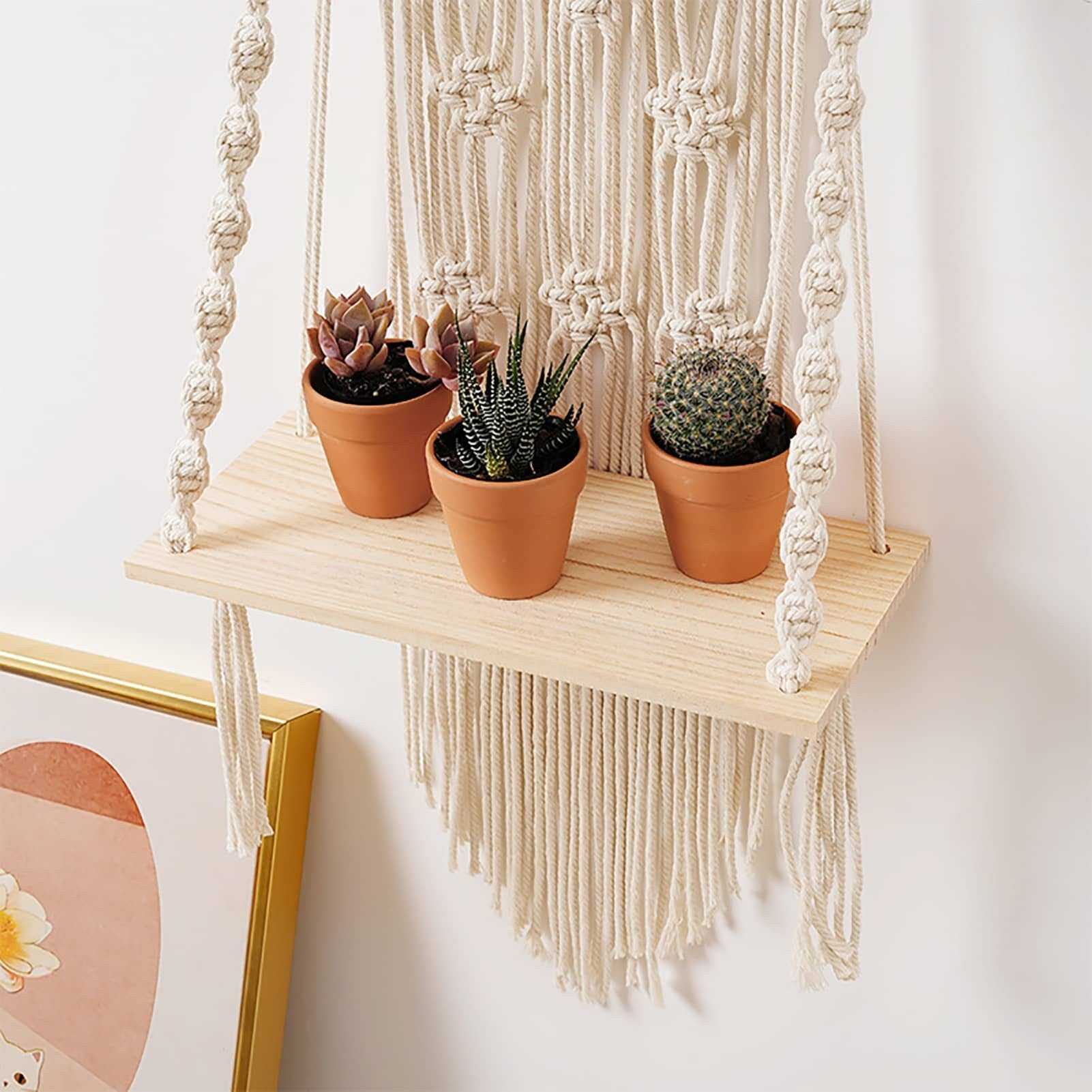 Woven Tapestry Shelf for Wall | Large Fiber Art Macrame for Wall | Living Room Wall Hanging Decor