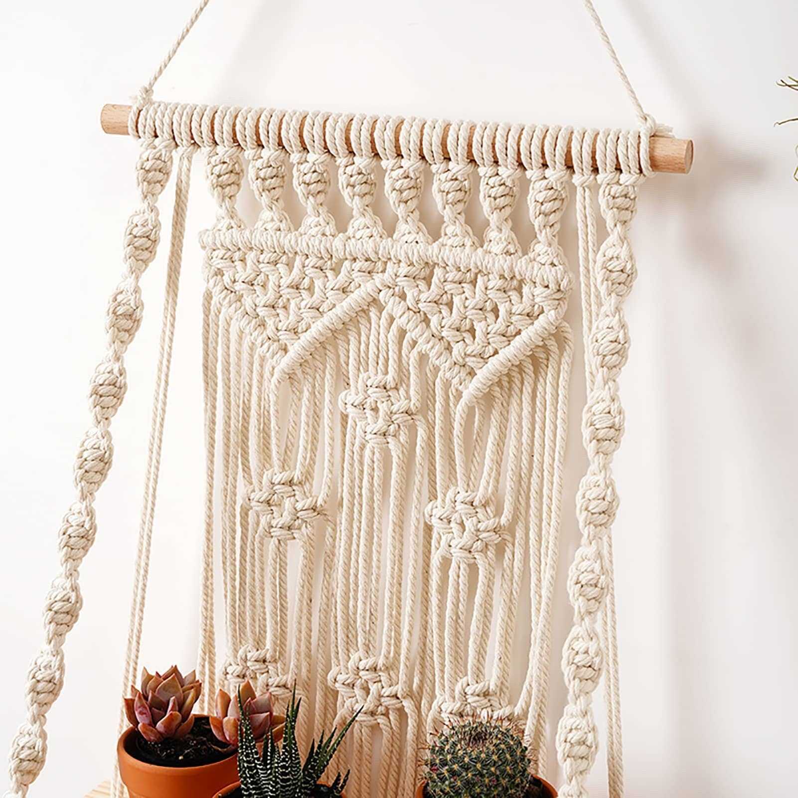 Woven Tapestry Shelf for Wall | Large Fiber Art Macrame for Wall | Living Room Wall Hanging Decor