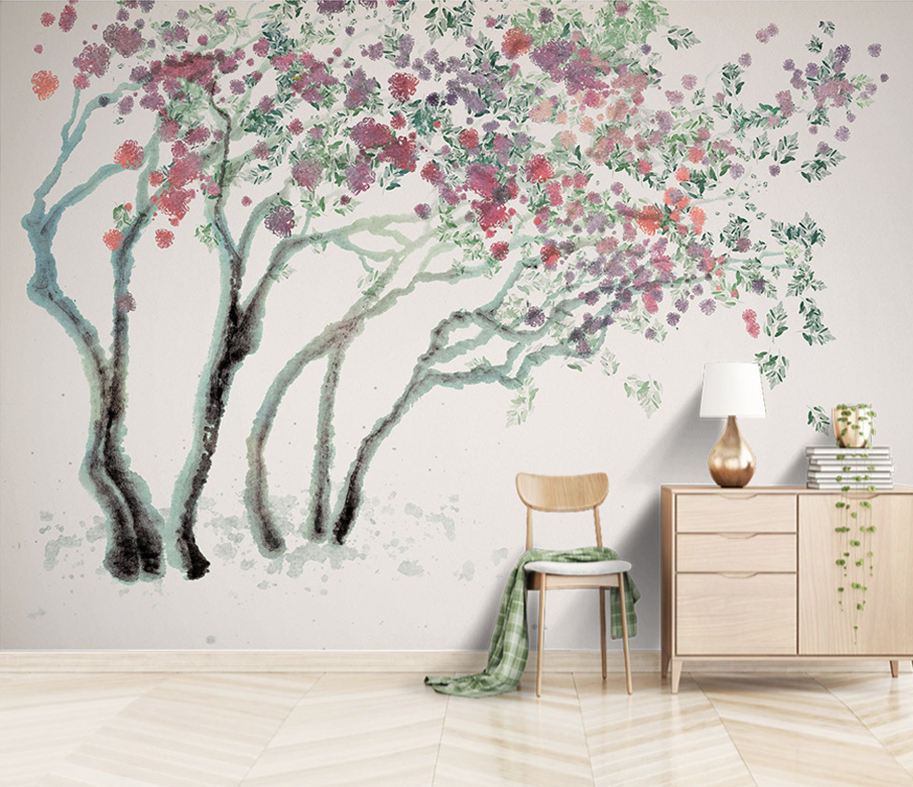 Magnolia Design Traditionnel : Papier Peint Panoramique d'Art d'Arbre