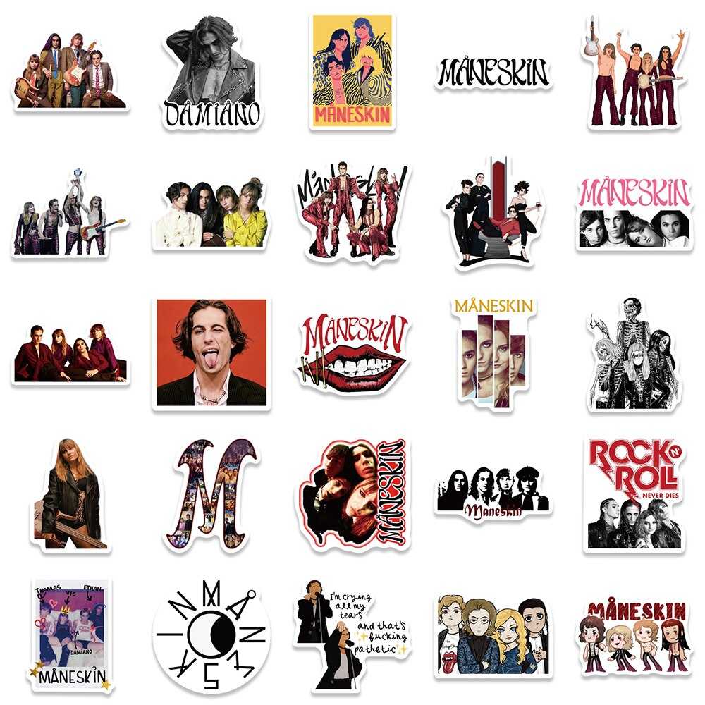 Fashion Maneskin Rock Band Stickers Pack | Famous Bundle Stickers | Waterproof Bundle Stickers