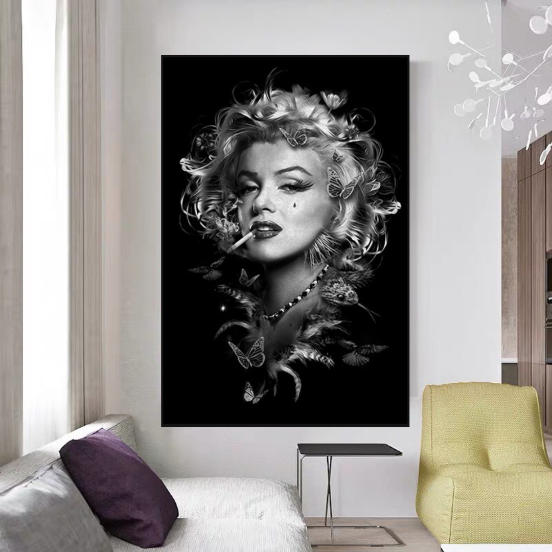 Marilyn Black and White Poster - Stunning Smoking Art