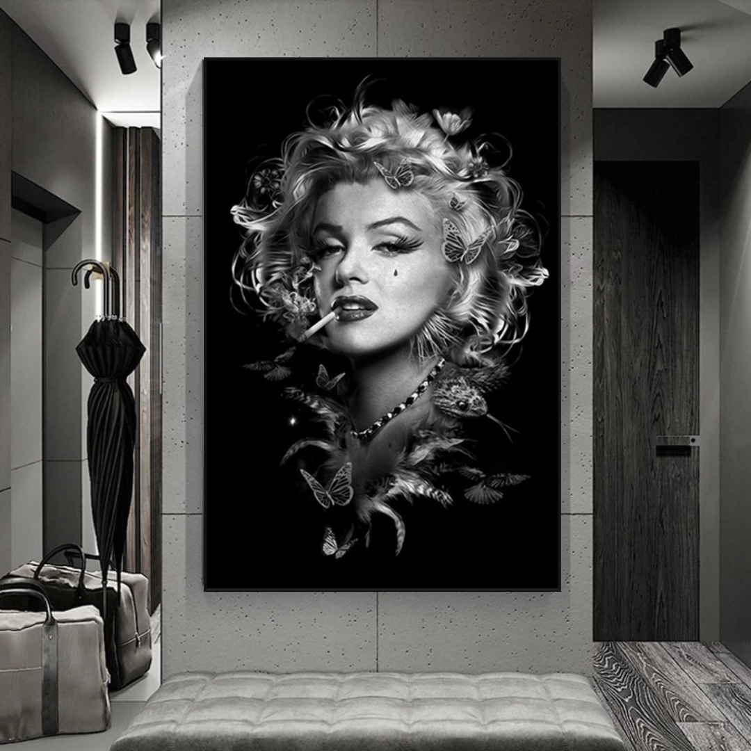 Marilyn Black and White Poster - Stunning Smoking Art