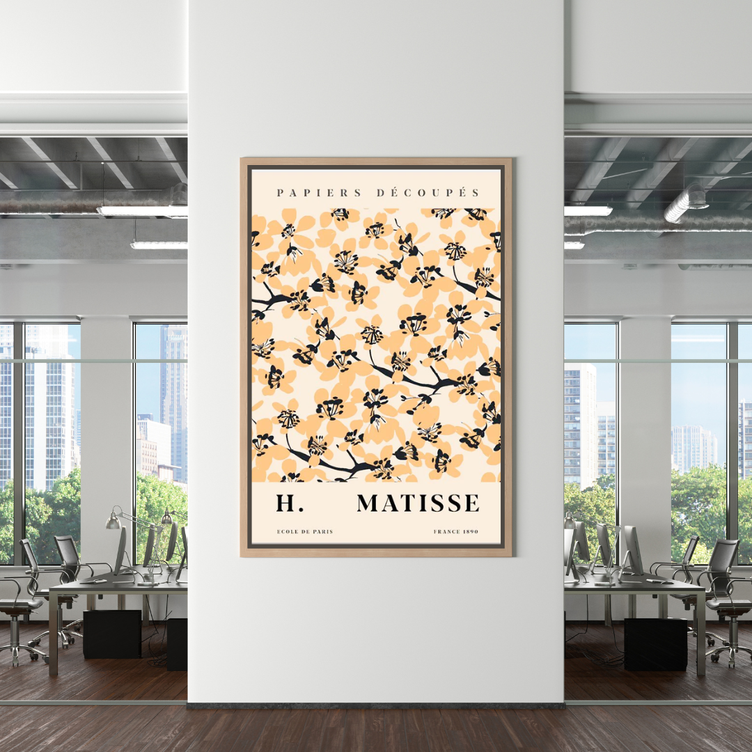 Matisse Flowers Leaf Coral Lemon Abstract Canvas Wall Art