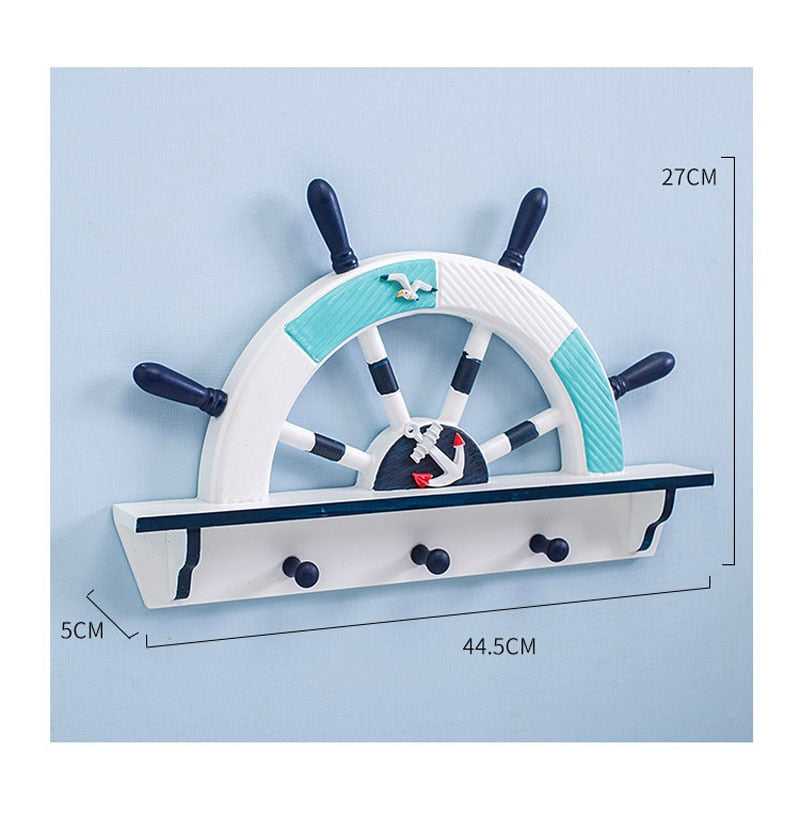 Mediterranean Ship Wheel Shelf for Kids Room