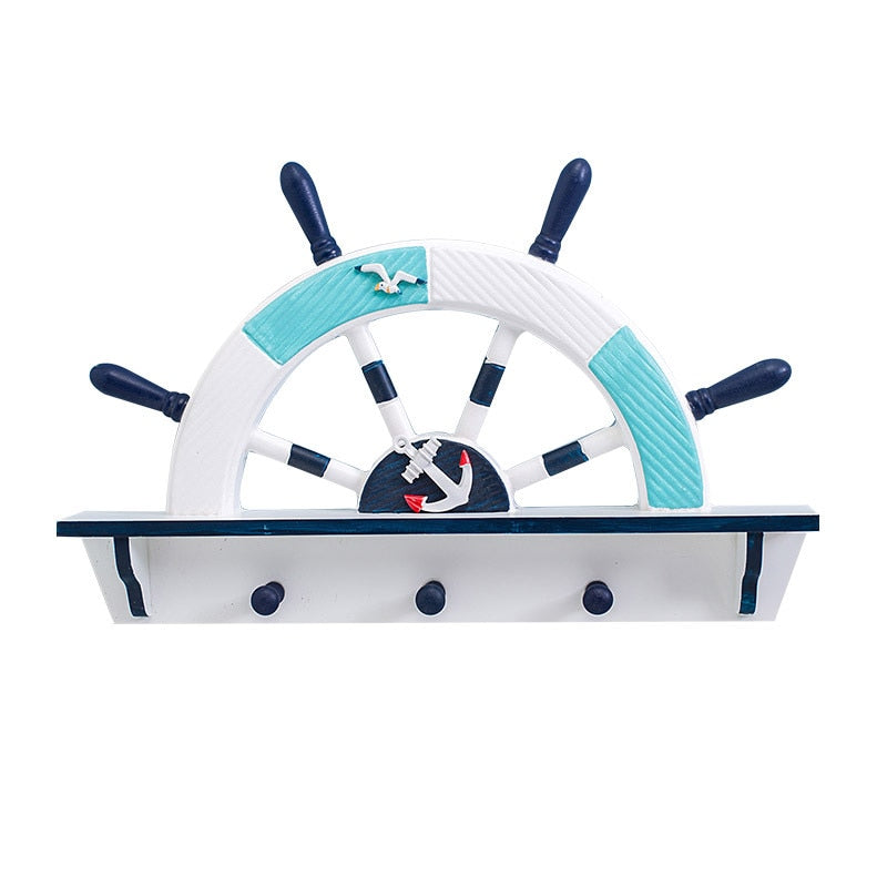 Mediterranean Ship Wheel Shelf for Kids Room