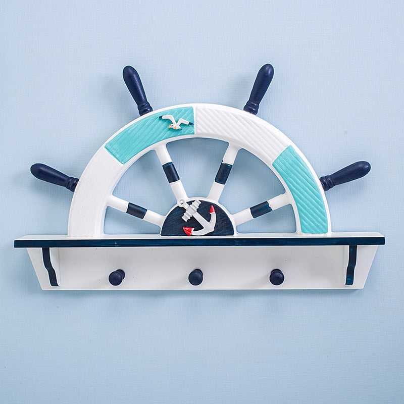 Mediterranean Ship Wheel Shelf for Kids Room