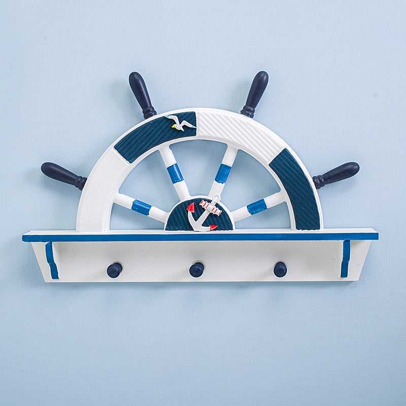 Mediterranean Ship Wheel Shelf for Kids Room