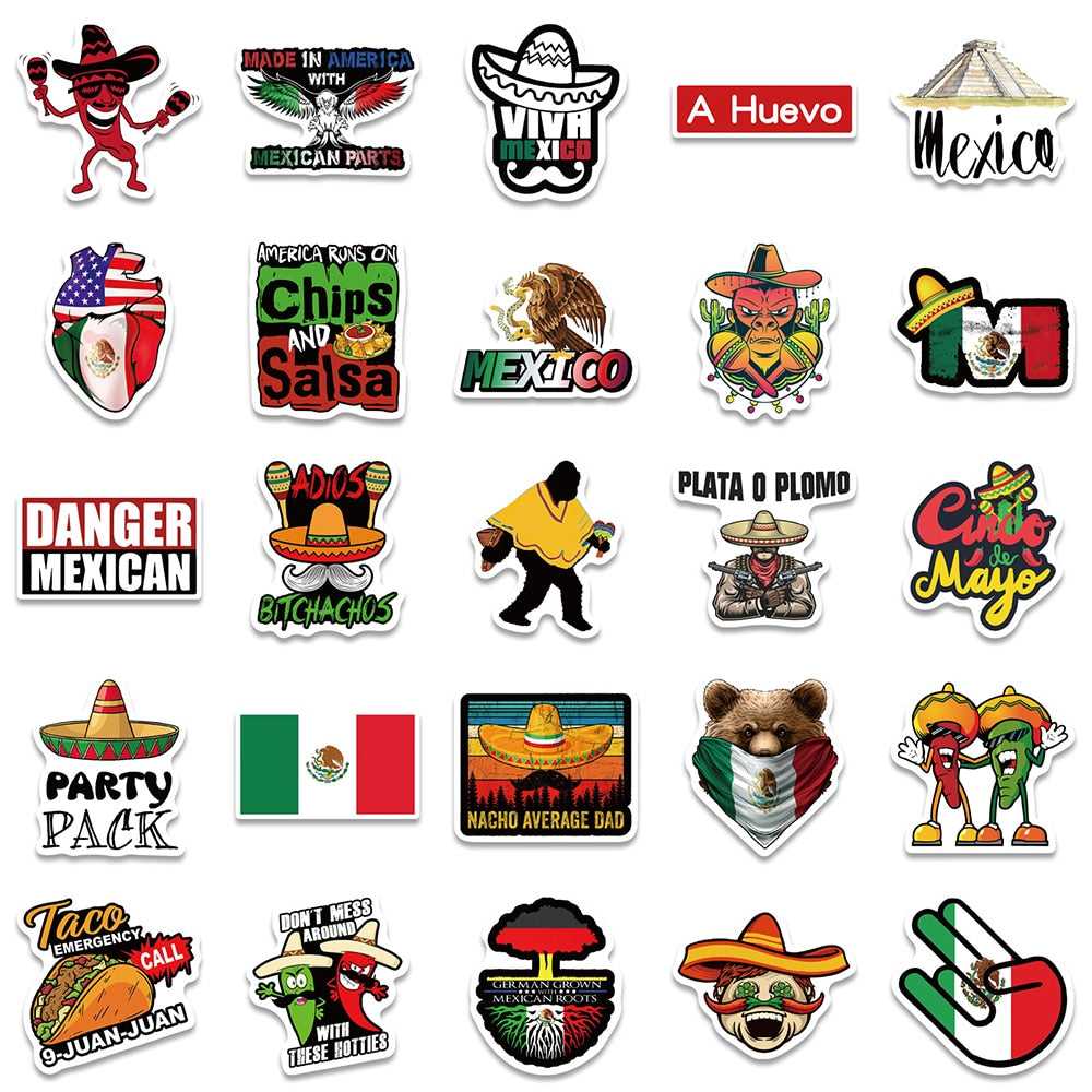 Mexico Style Stickers Pack | Famous Bundle Stickers | Waterproof Bundle Stickers