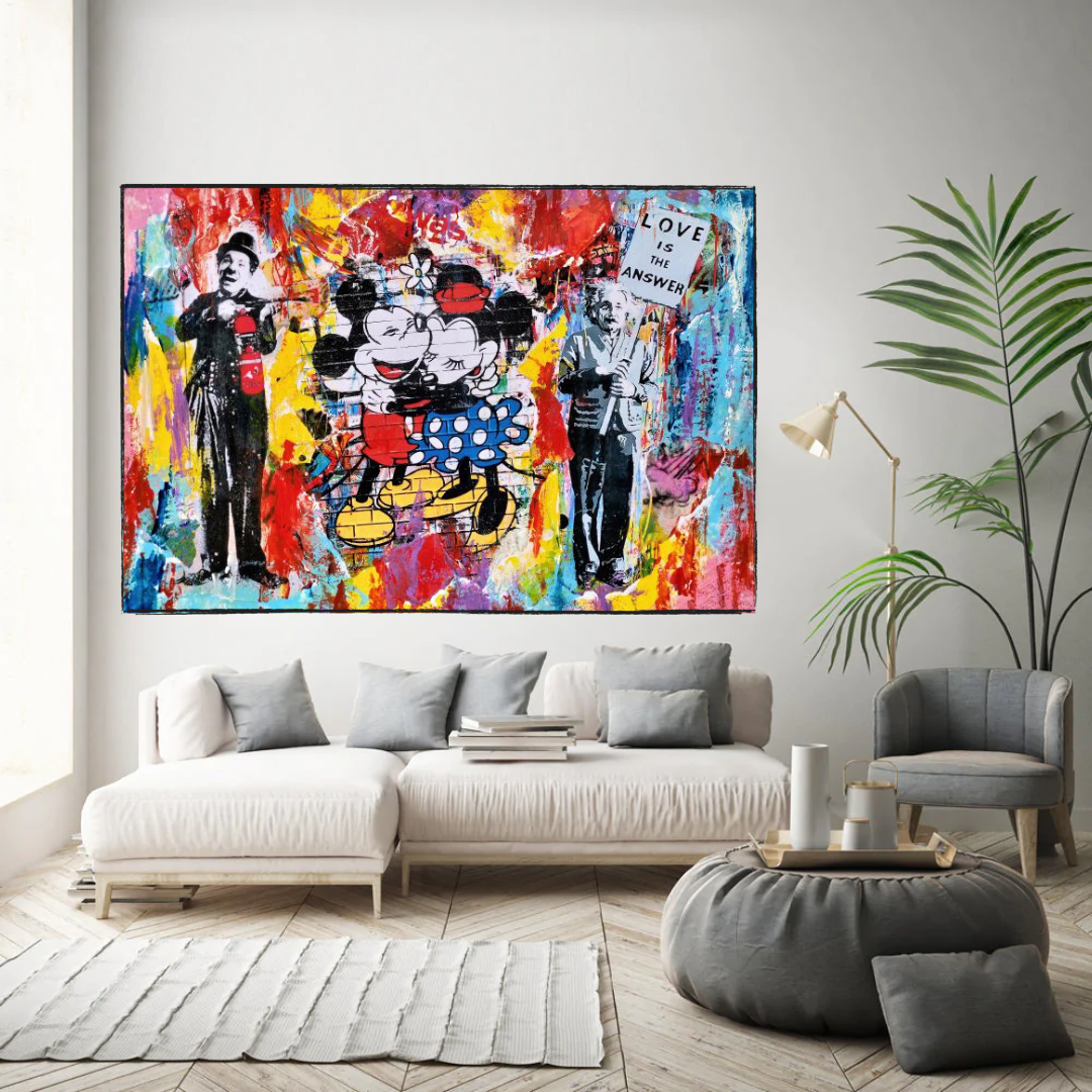 Mickey and Minnie Love - Love is the Answer Wall Art