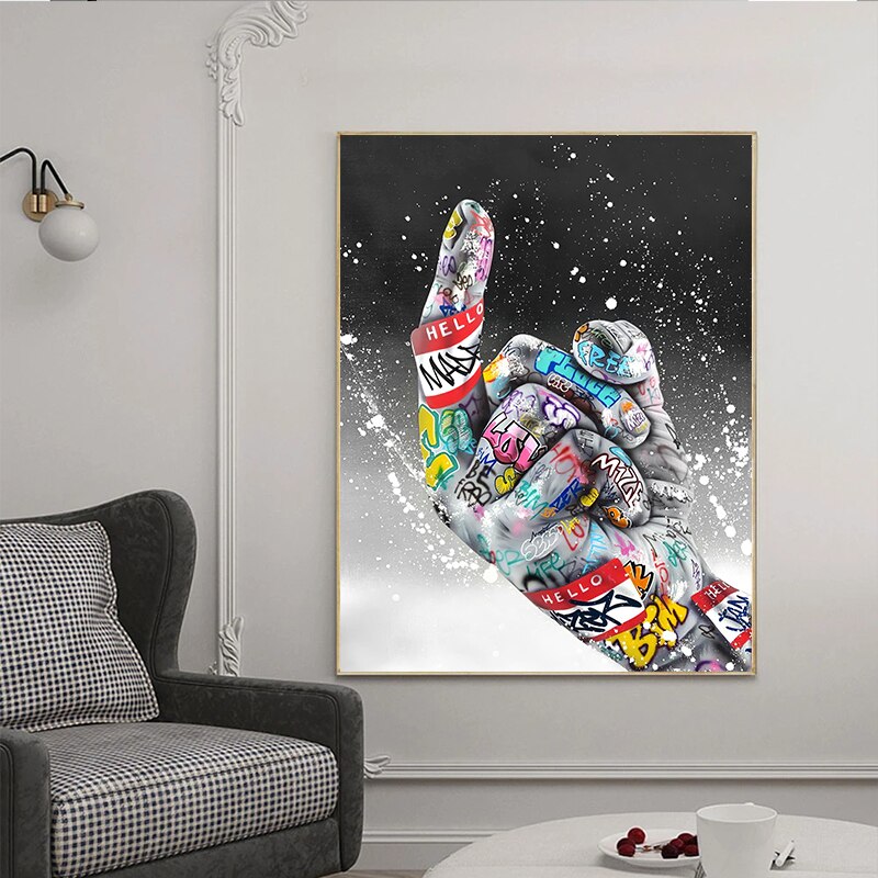 Middle Finger Gesture Canvas Wall Art