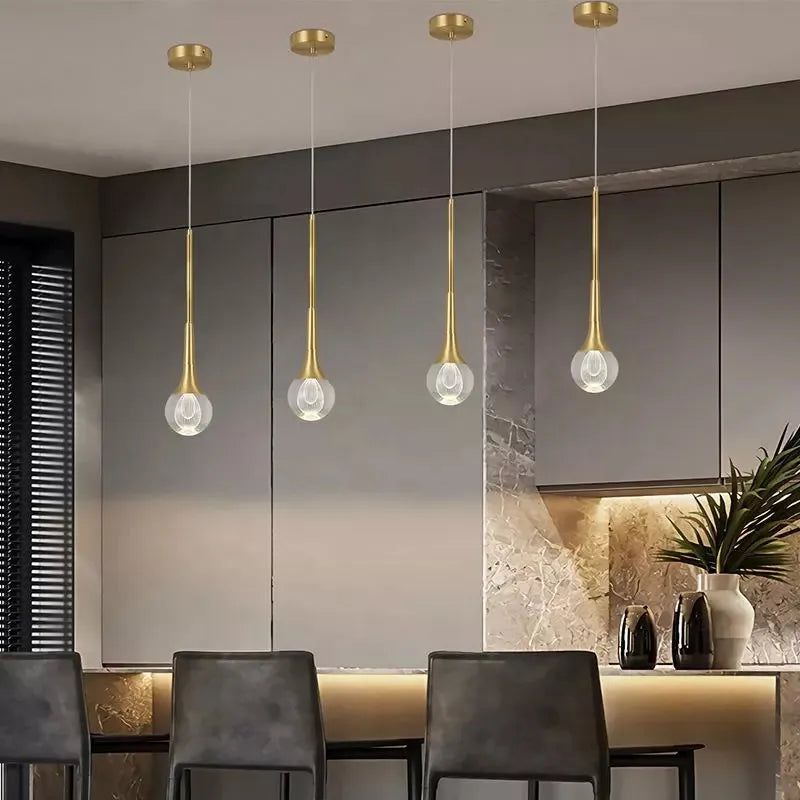 Minimalist Brass Crystal Pendant Light Decorative Round Chandelier