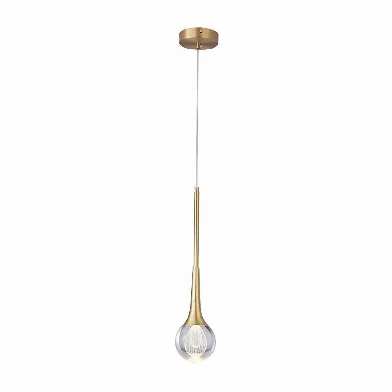 Lustre rond décoratif minimaliste en laiton et cristal