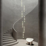 Minimalist Pole Globes Pendant Staircase Chandelier