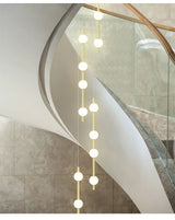 Minimalist Pole Globes Pendant Staircase Chandelier