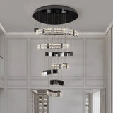 Lustre d'escalier en cristal noir miroir