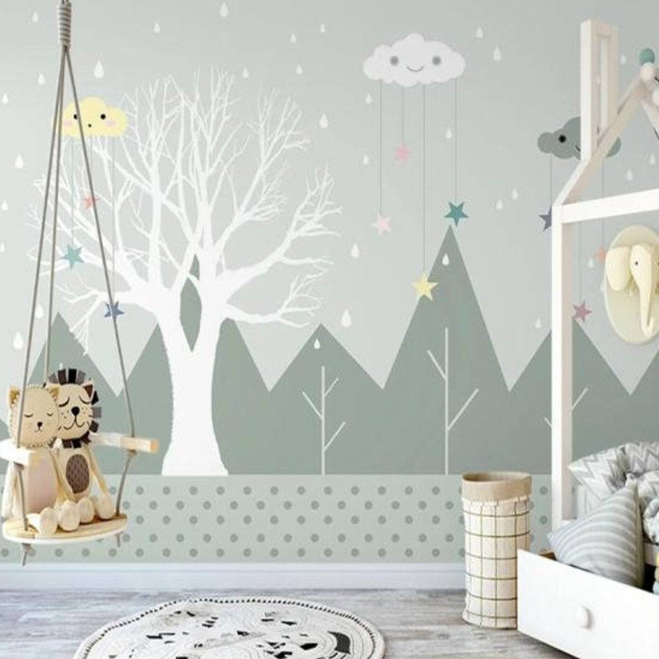 Misty Mountain Adventure Baby Room Wallpaper