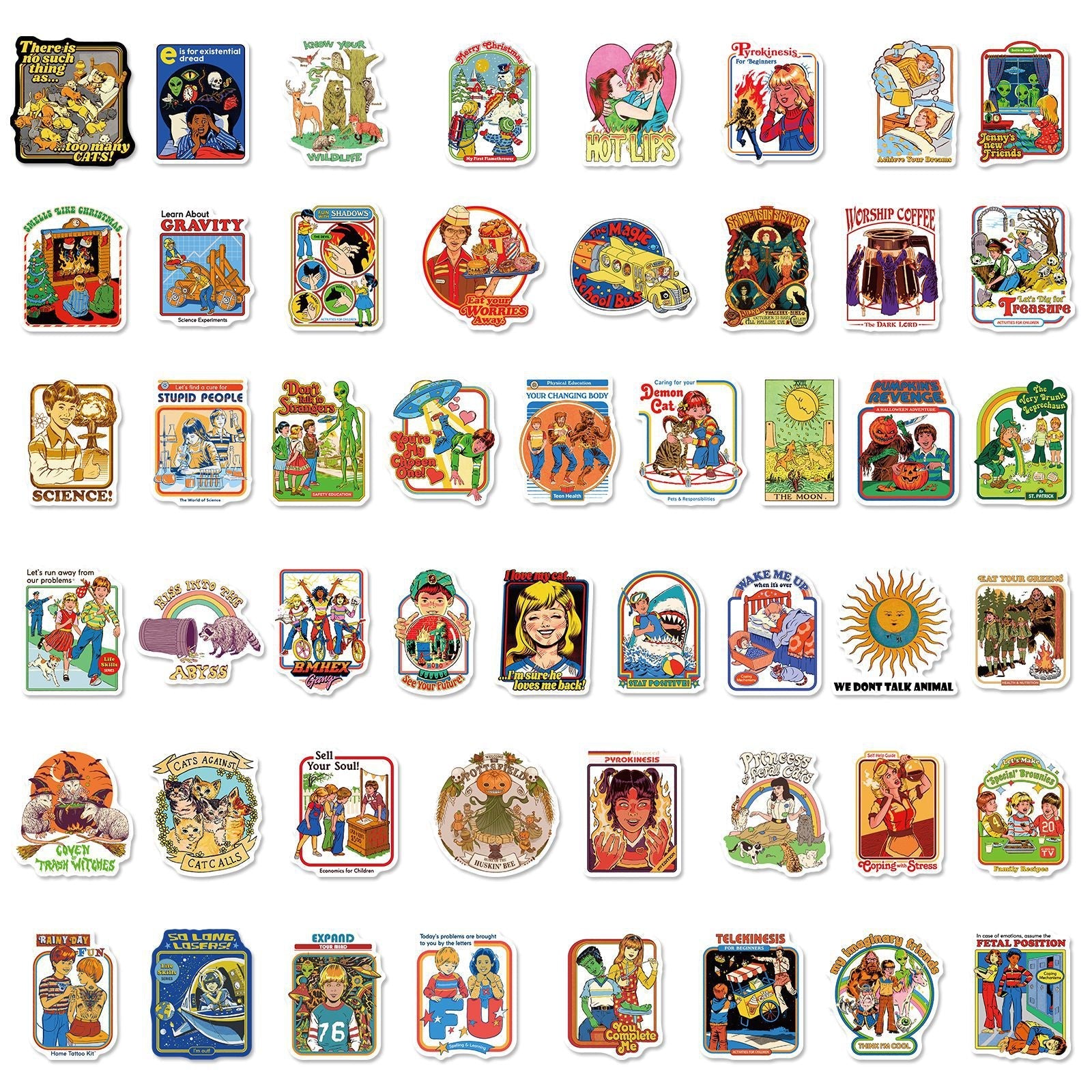 Mixed Cartoon Retro Ghost Stickers Pack | Famous Bundle Stickers | Waterproof Bundle Stickers