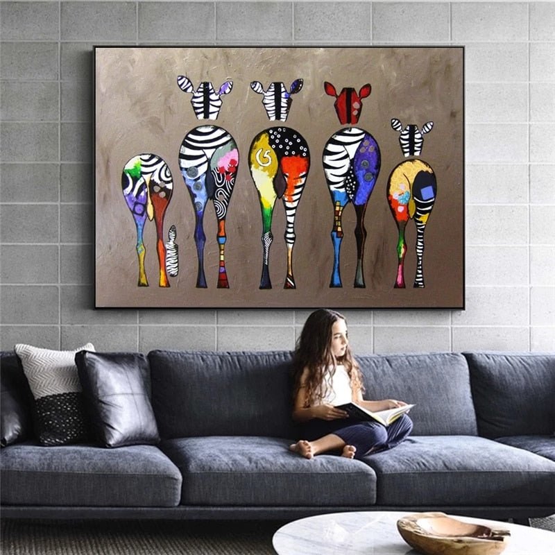 Moderne abstrakte Zebra-Leinwand-Wandkunst 