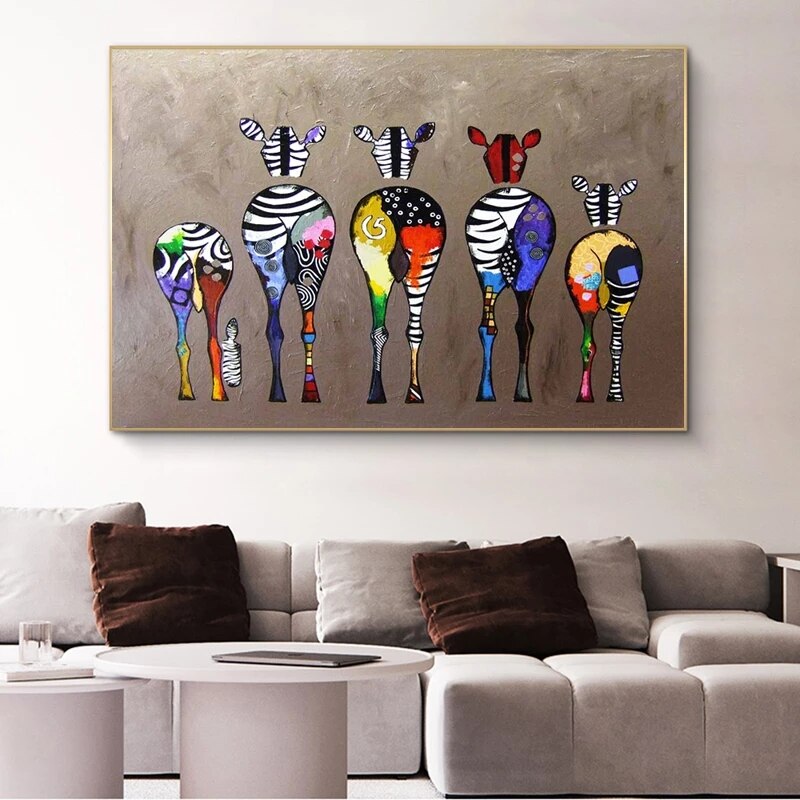 Moderne abstrakte Zebra-Leinwand-Wandkunst 