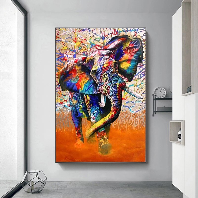 Modern Art Colourful Elephant Canvas Wall Art