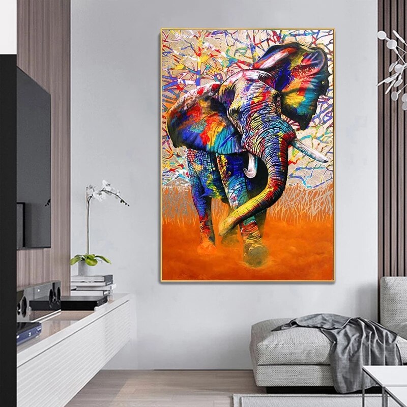 Modern Art Colourful Elephant Canvas Wall Art