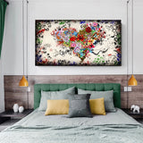 Modern Art Colourful Heart Flowers Canvas Wall Art