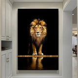 Art moderne Lion dans le noir Art mural sur toile