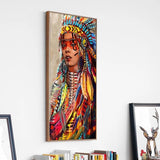 Modern Art Red Indian Women Canvas Wall Art