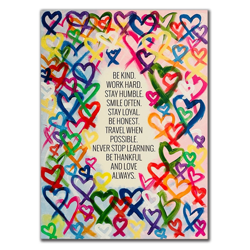 Modern Be Kind and Love Always Canvas Wall Art